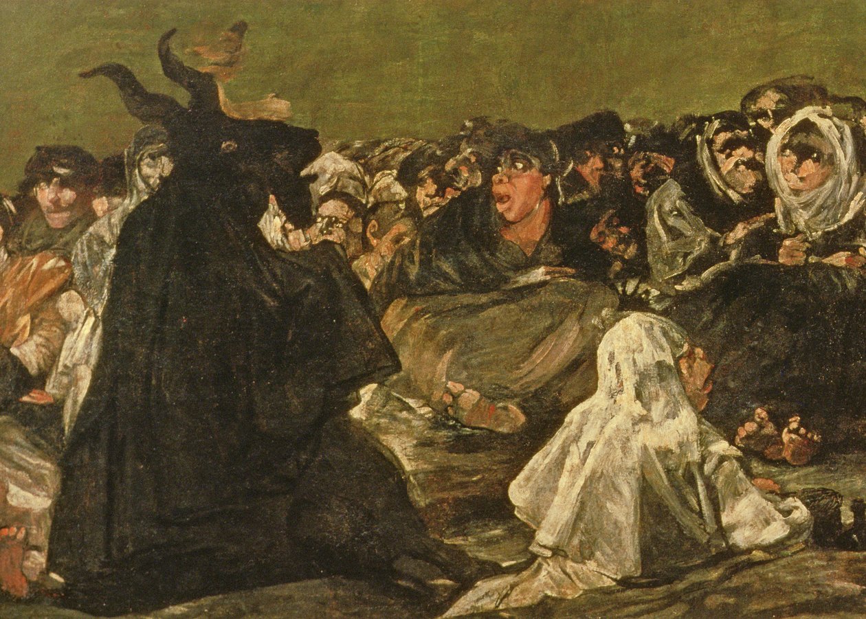 Cadıların Şabat Günü veya Büyük Teke, (Kara Tablolardan biri), c.1821-23 (38640 detayı) by Francisco de Goya