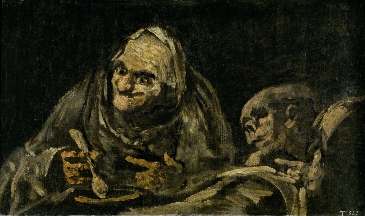 Cadı Demlemek Çorba Yiyen İki Yaşlı Adam by Francisco de Goya