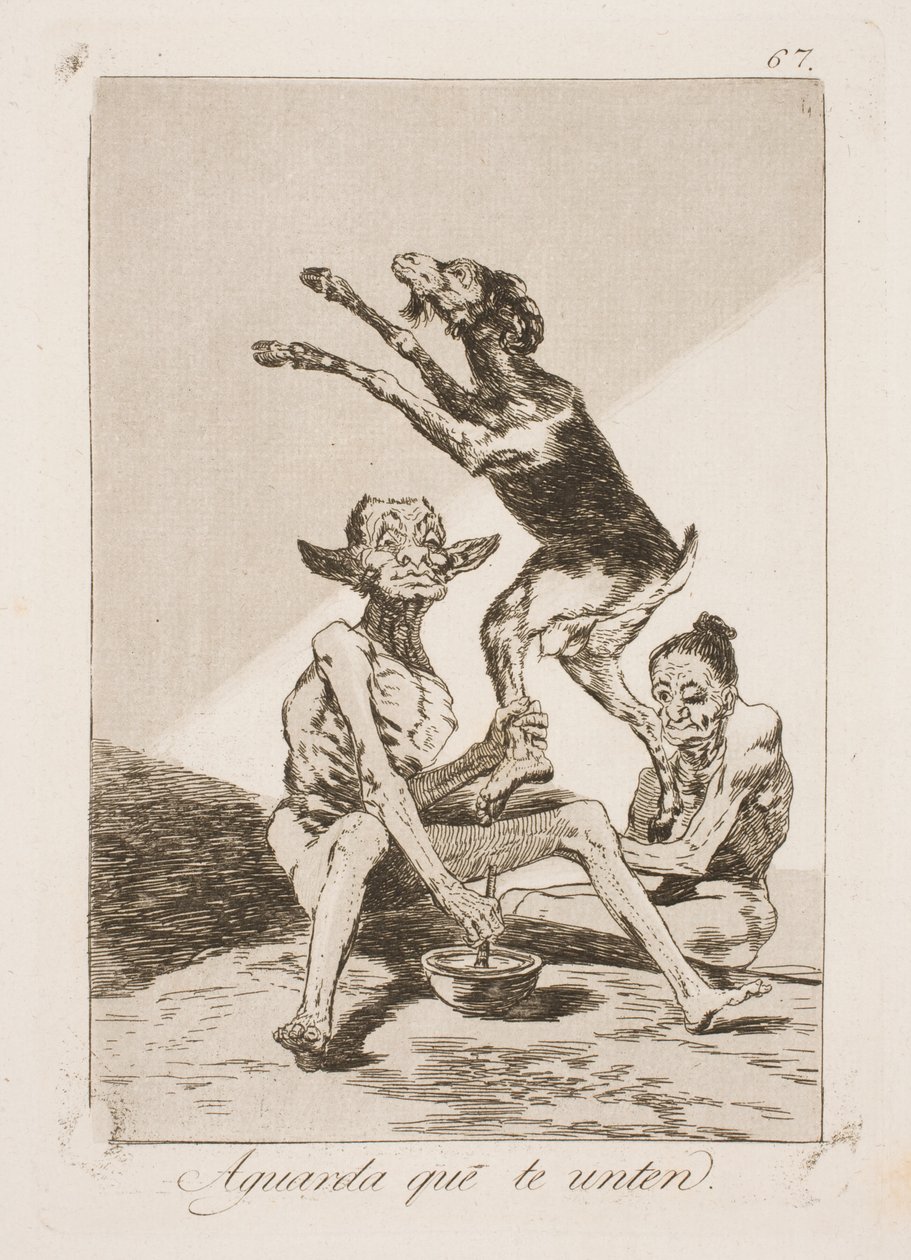 Merhem ile yağlanana kadar bekleyin by Francisco de Goya