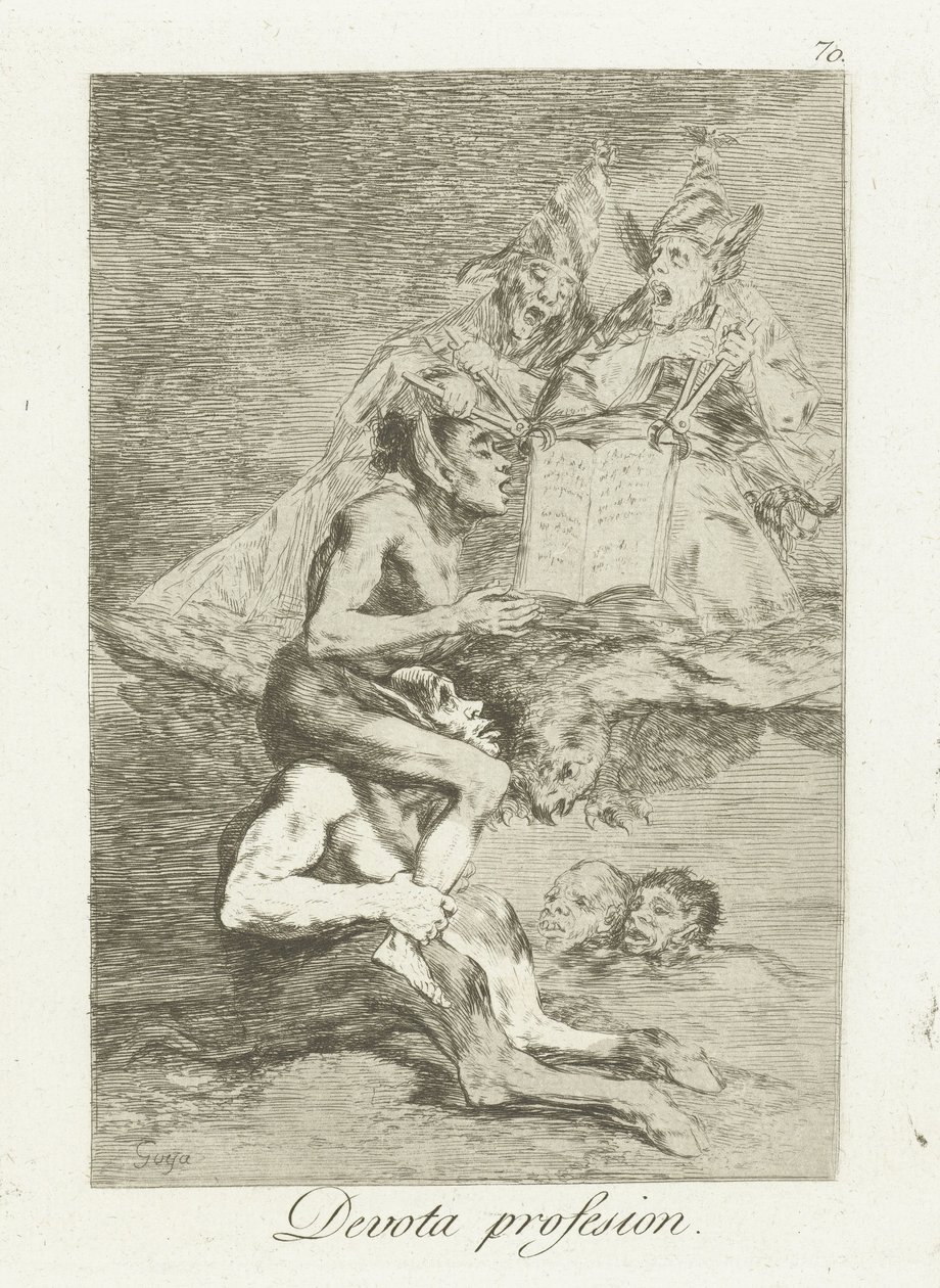 dindar itiraf Devota Meslek (nesne üzerindeki başlık) Los Caprichos (dizi adı) by Francisco de Goya