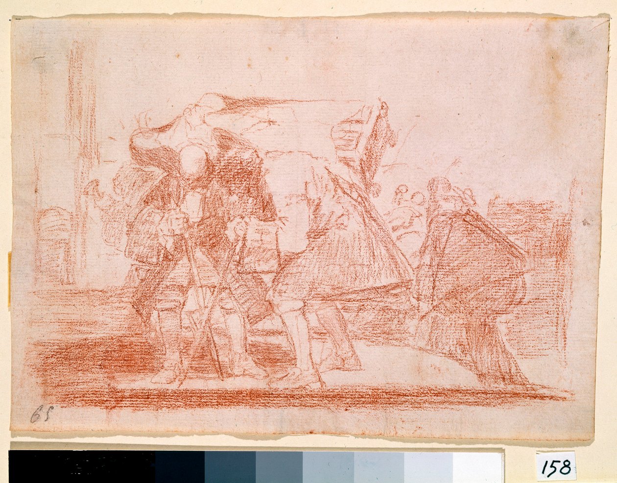 War Destres: “” Bu daha az değil”” Kutsal ikonlar kültü üzerine eski yazılar baskısı. Francisco de Goya y Lucientes (1746-1828) tarafından aşındırma için kırmızı kurşun kalemle hazırlık çizimi. 1810-1812. Madrid. Prado Müzesi by Francisco de Goya