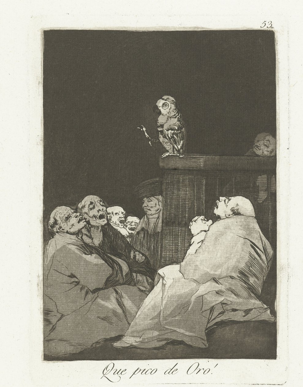 Ne altın bir gaga! Kusura bakma! (nesne üzerindeki başlık) Los Caprichos (dizi başlığı) by Francisco de Goya