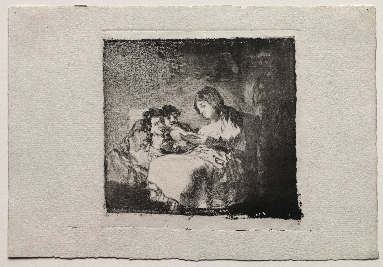 Kadın İki Çocuğa Okuma by Francisco de Goya