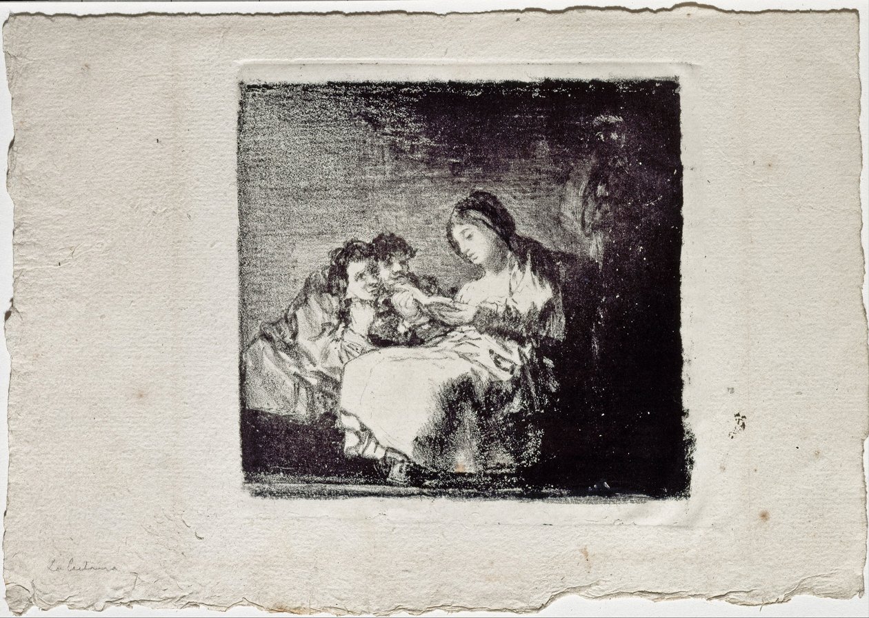 İki Çocuğa Okuyan Kadın La lectura, 1819-1825 by Francisco de Goya