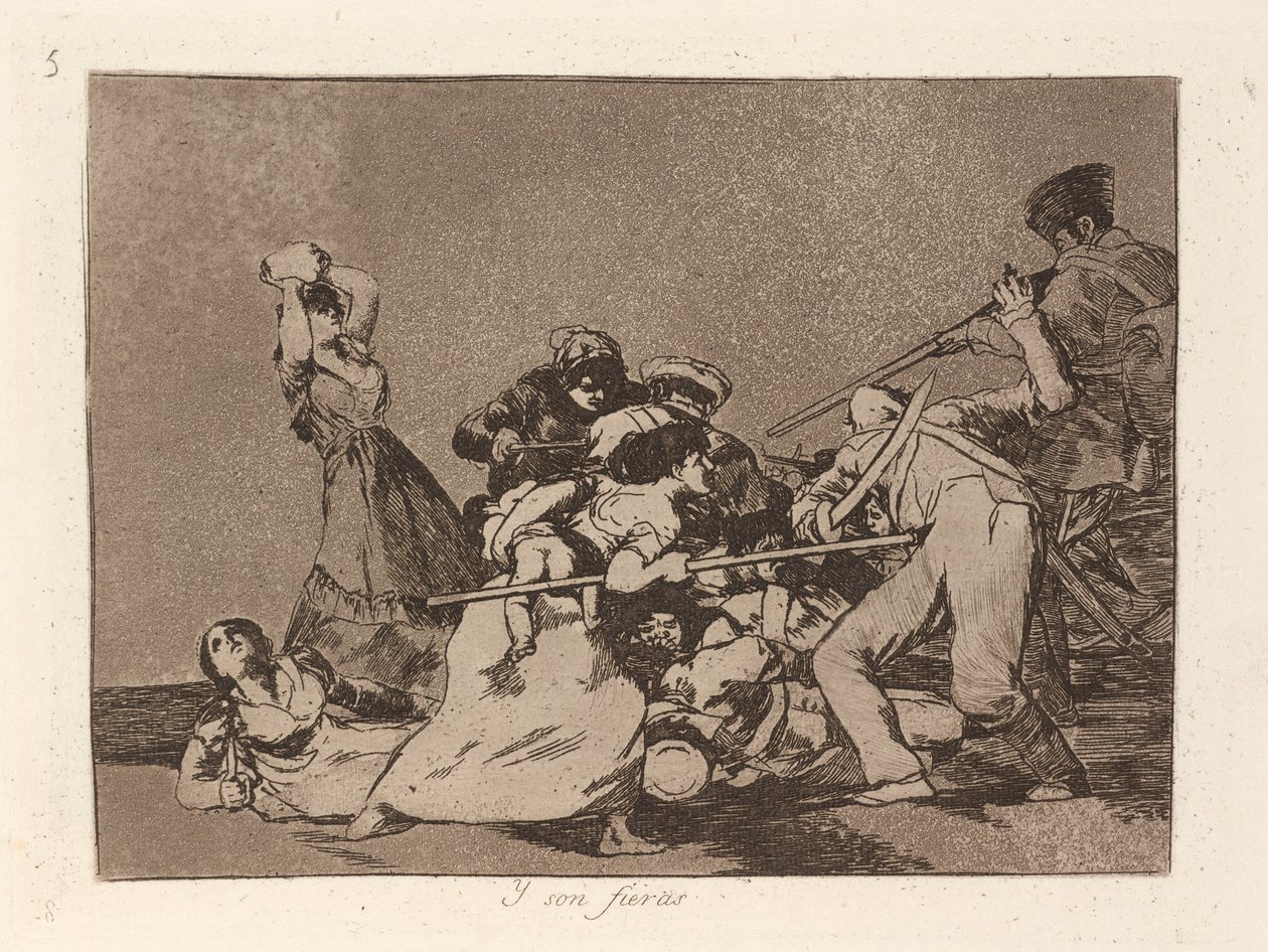 Y son fieras (Ve Vahşi Canavarlar Gibidirler) by Francisco de Goya