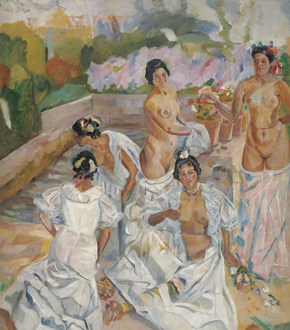 The Bath (Seville) - Iturrino, Francisco (1864-1924) - c. 1908 - Tuval üzerine yağlı boya - 200x174 - Museo Carmen Thyssen, Malaga by Francisco de Iturrino