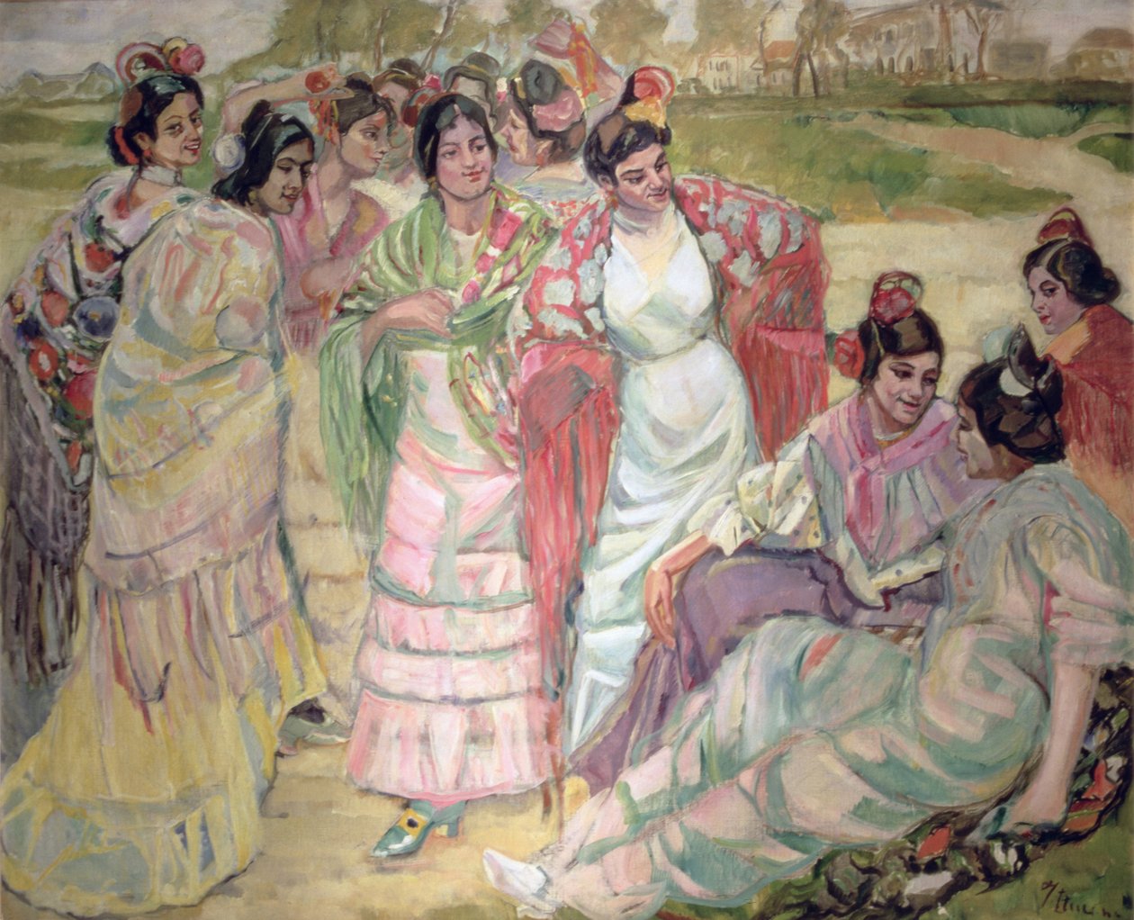 Şallı Kadın (tuval üzerine yağlı boya) by Francisco de Iturrino