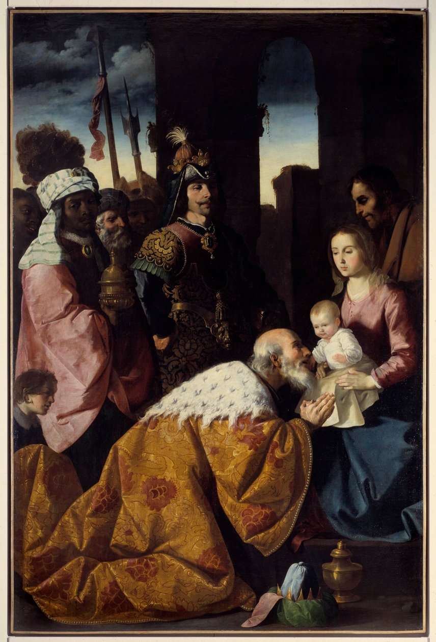 Francisco de Zurbaran (1598-1664) 1638 Sun tarafından Magi Resminin Hayranlığı. 2,61x1,75 m. Grenoble, Güzel Sanatlar Müzesi by Francisco de Zurbaran