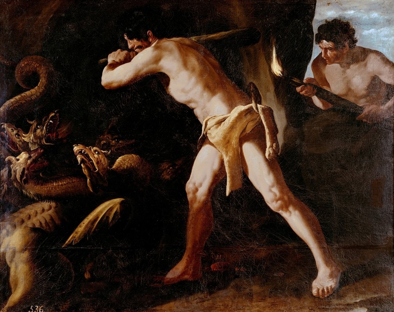 İyi Bir Geri Çekilme İçin Herkül'ün Faticas'ı: Lerna'nın Idra'sının Öldürülmesi by Francisco de Zurbaran