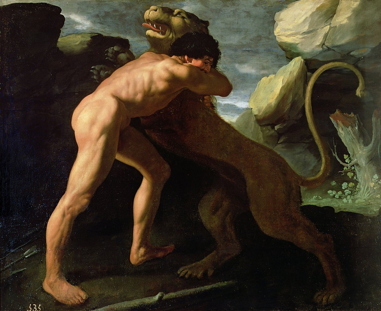 Nemea Aslanı ile Mücadele Herkül by Francisco de Zurbaran