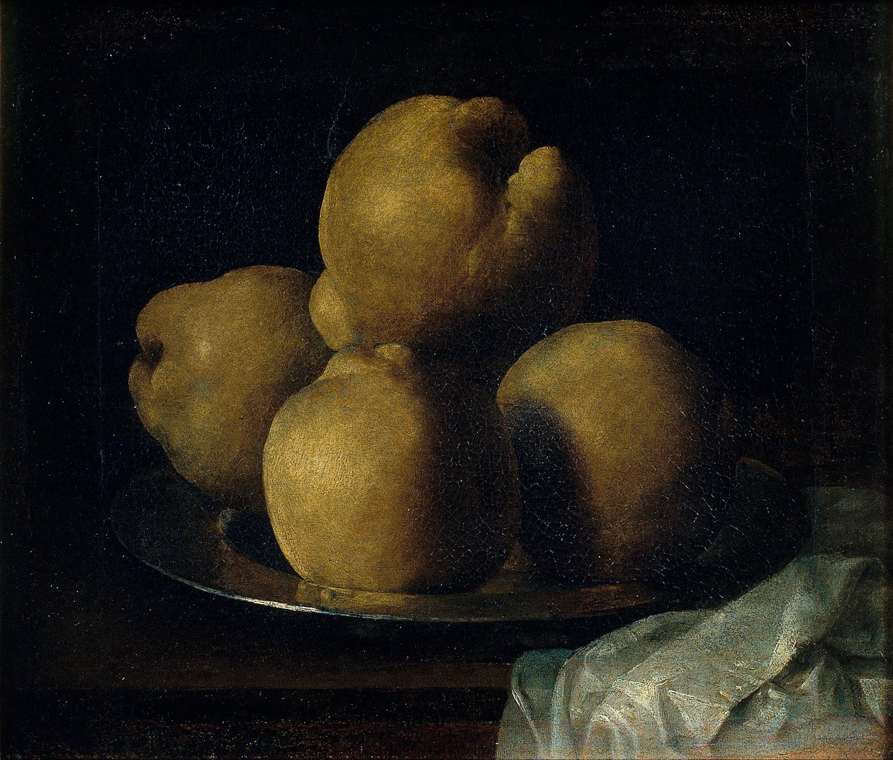 Nature morte aux coings - Ayva Tabağı ile Natürmort - Zurbaran, Francisco, de (1598-1664) - 1633 ve 1664 arası - Tuval üzerine yağlı boya - 35x40,5 - Museu Nacional d'Art de Catalunya, Barselona by Francisco de Zurbaran