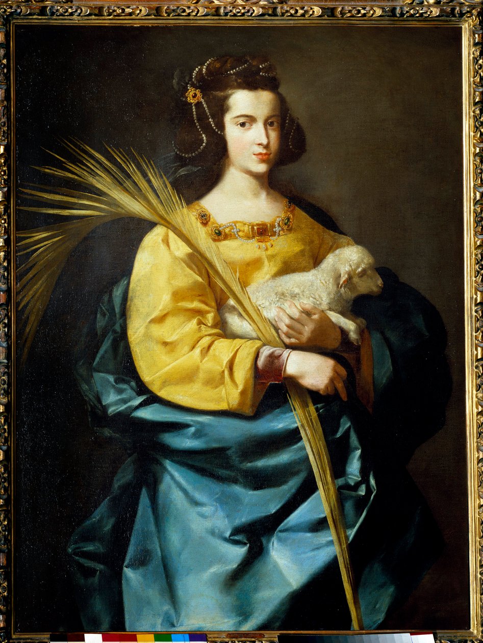 Francisco de Zurbaran (1598-1664) (ec.esp.) tarafından Saint Agnes Resminin Temsili 17. yüzyıl Privee Koleksiyonu. by Francisco de Zurbaran