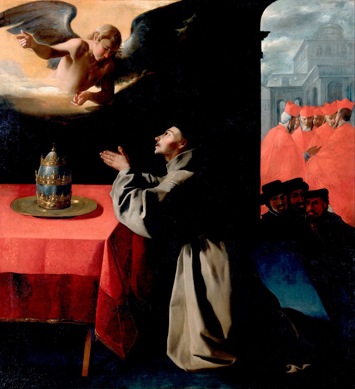 ""Saint Bonaventure (Giovanni di Fidanza, Seraphic doktor, san Bonaventura olarak anılır) (1221-1274) duada"" Francisco de Zurbaran (1598-1664) tarafından tablo 1629 Dim 239x222 cm Gemaldegallerie, Dresden Almanya by Francisco de Zurbaran