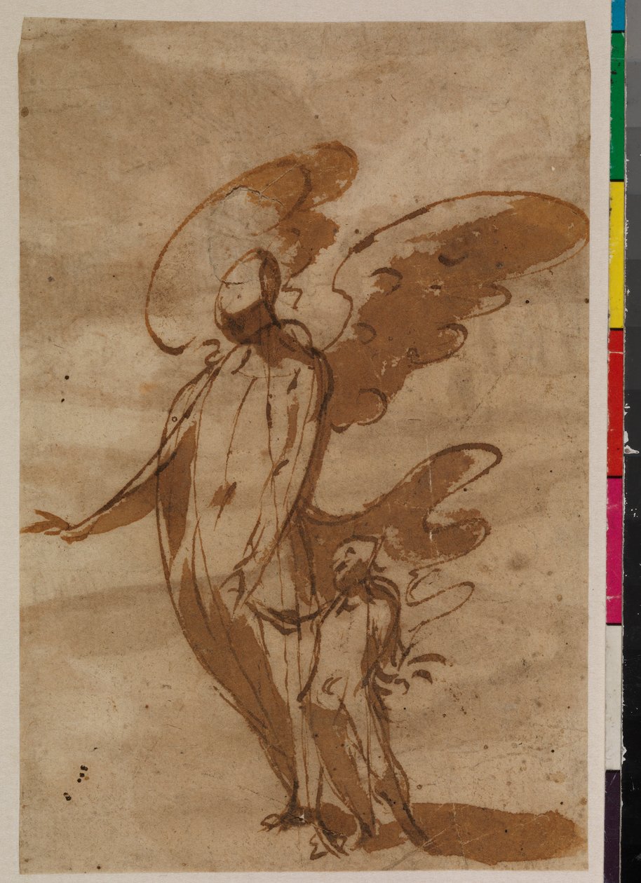 Bir çocukla yürüyen koruyucu melek, recto, 17. yüzyıl by Francisco the Younger Herrera