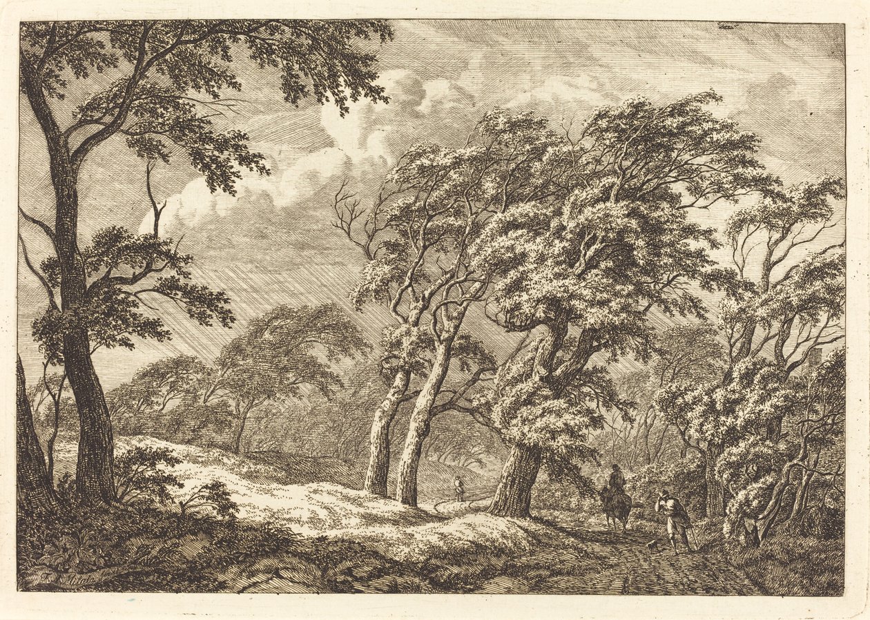 Fırtınada Orman Yolunda Yolcular by Franciscus A. Milatz