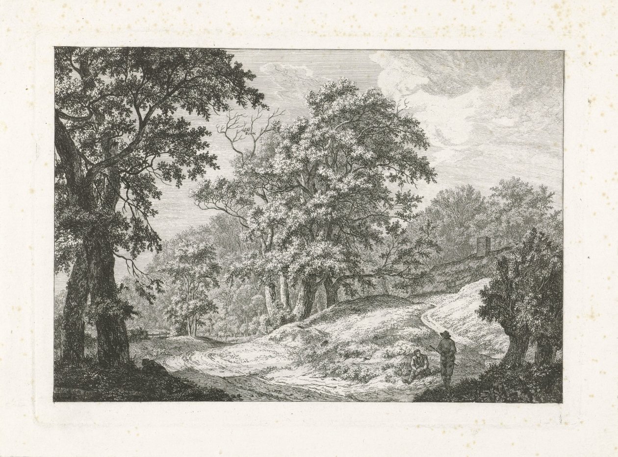 Yolun yanında iki figürlü manzara by Franciscus Andreas Milatz