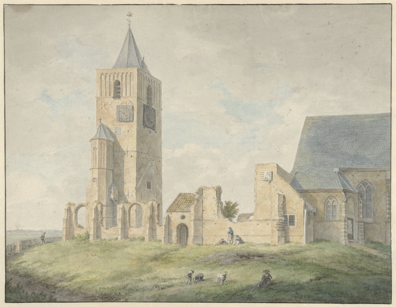 Warmond'daki kilisenin kalıntıları by Franciscus Andreas Milatz