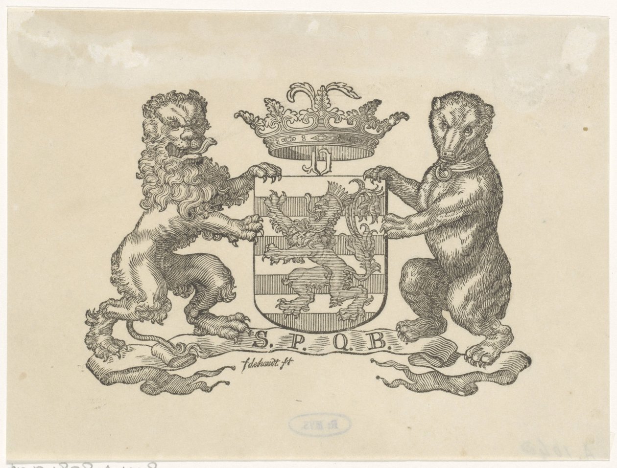 Bern şehrinin arması ile skeç by Franciscus Johannes de Hondt
