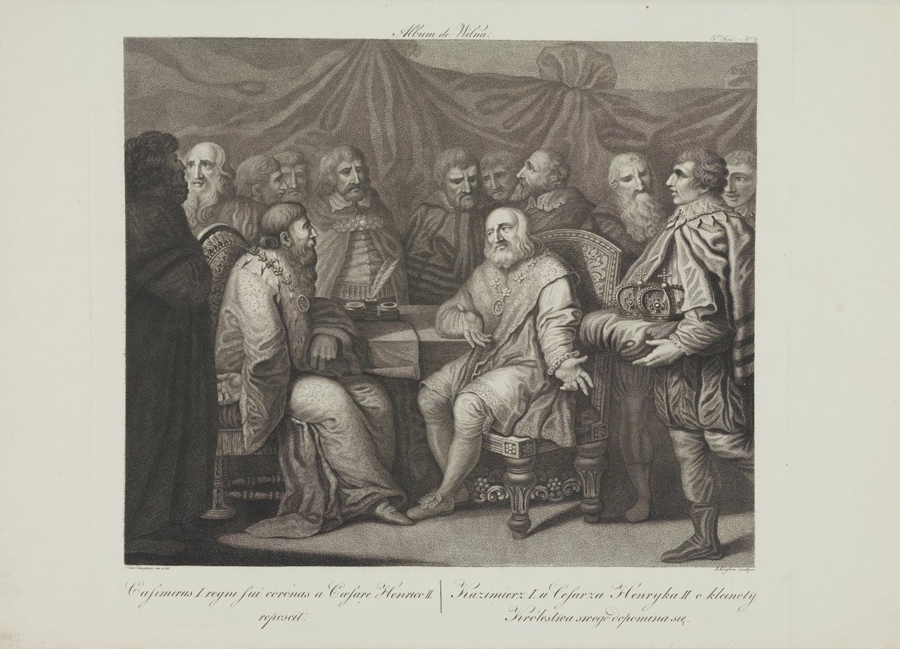Casimir I Restoratör, imparator Henry III ile buluşuyor, Smuglewicz, Franciszek (1745-1807). Litografi, 18. Yüzyıl Sonu.. Özel Koleksiyon by Franciszek Smuglewicz