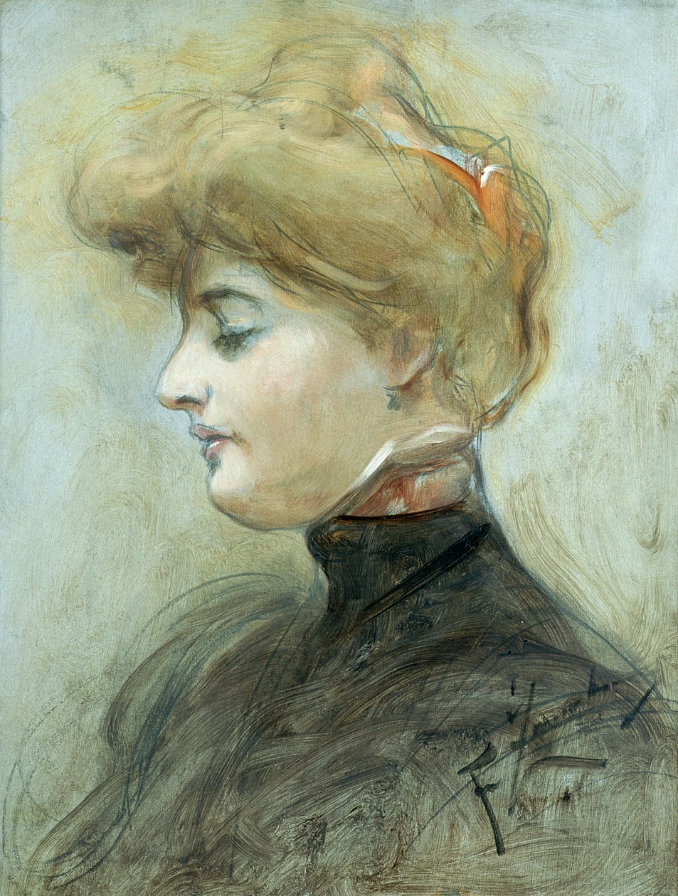 Sarışın Bir Kadının Başı, 1895 dolayları by Franciszek Zmurko