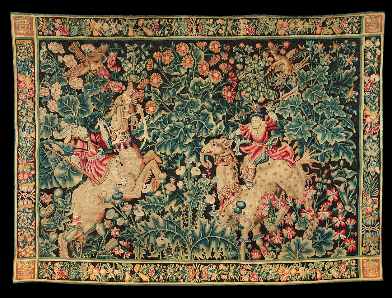 Egzotik yeşil goblen, muhtemelen Tournai, c.1520-50 by Franco Flemish School