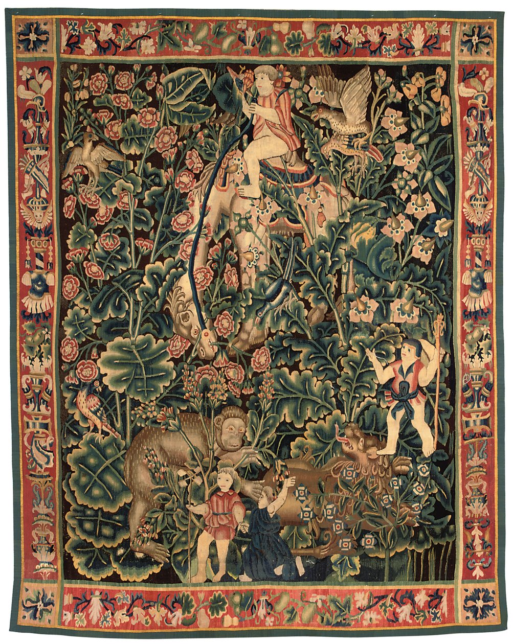 Egzotik yeşil goblen, muhtemelen Tournai, 16. yüzyılın ilk yarısı by Franco Flemish School