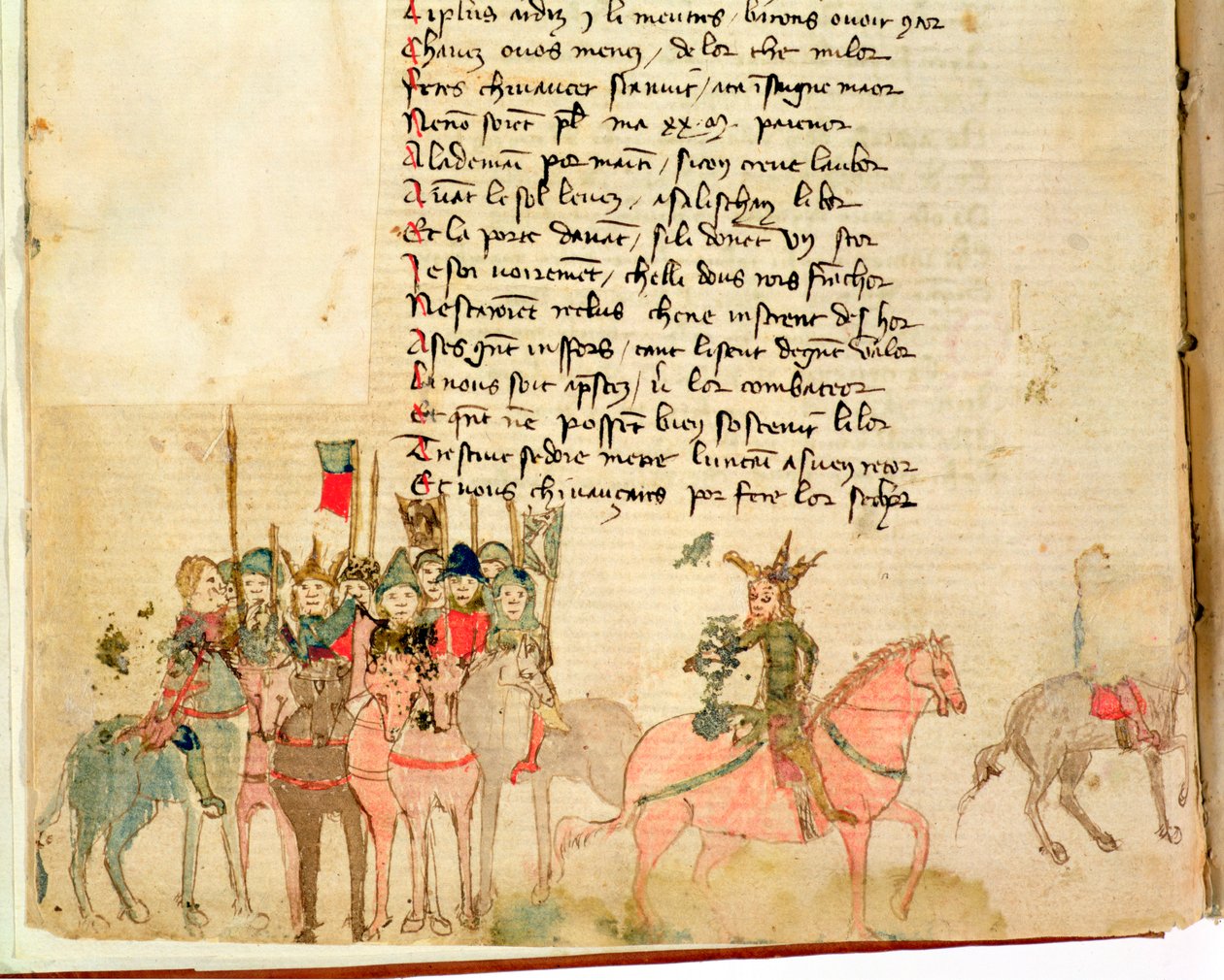 Bayan Est 27 W 8.17 f.1v Attila the Hun (c.406-453) ve at sırtında ordusu, Nicola da Casola