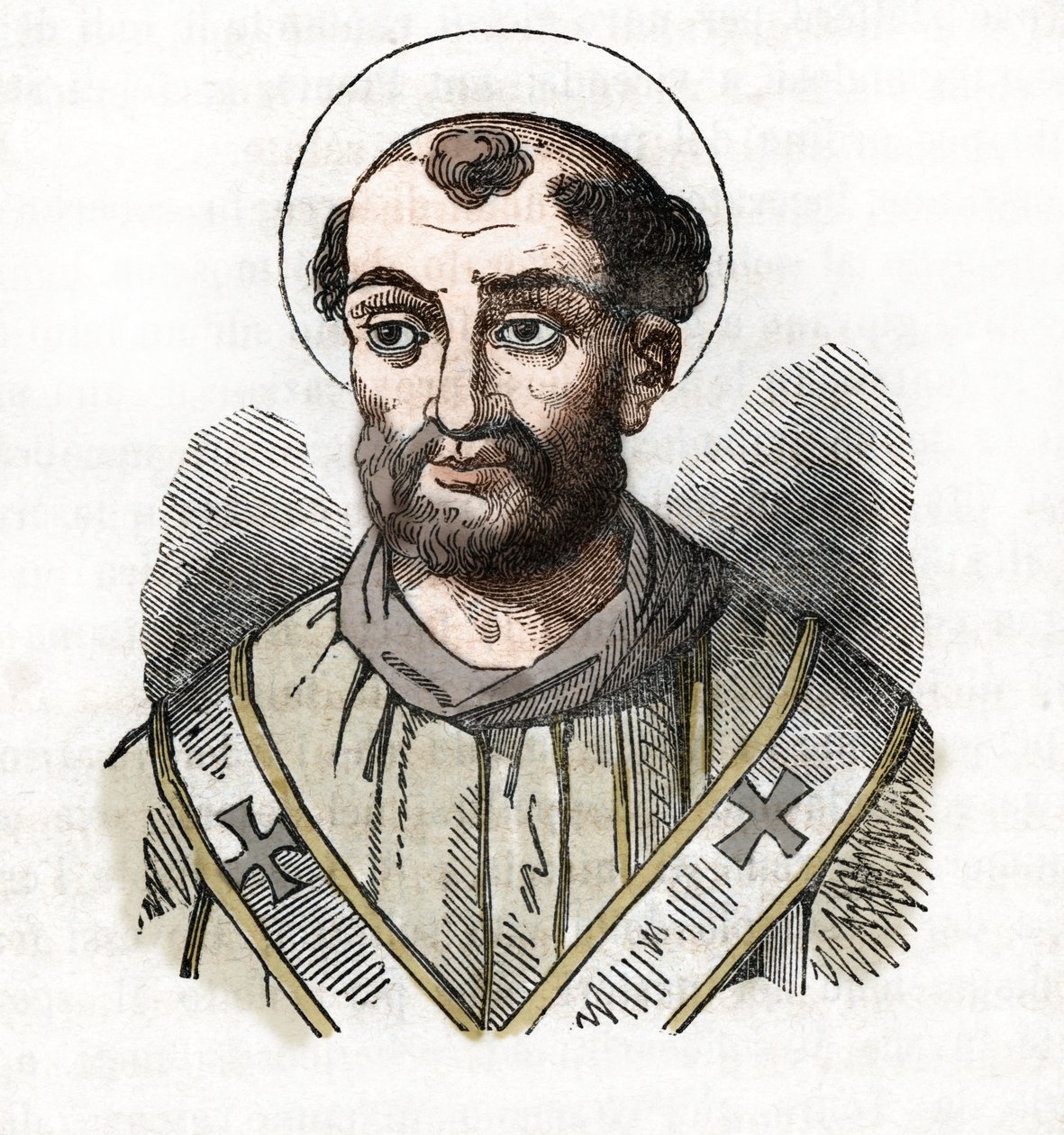 Antik Çağ: Papa Fabian'ın temsili (Fabian veya Fabian veya Fabianus) (236-250) Franco Mistrali'nin “Vatikan'ın Gizemi”nden Çizim by Franco Mistrali
