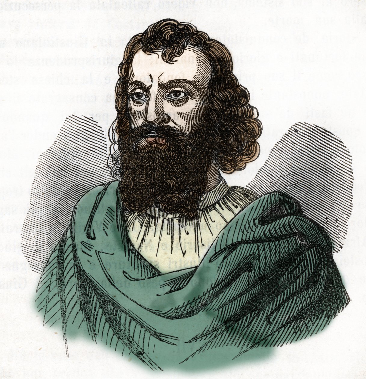 İmparator I. Justinianus'un (482-565) (I. Justinianus) portresi, Franco Mistrali'nin "I misteri del vaticano" adlı eserinden çizim, 1843 by Franco Mistrali
