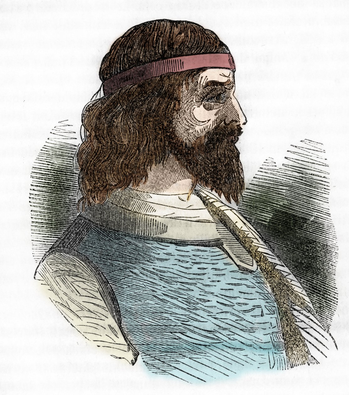 Hunlardaki Herul müttefiklerinin lideri ve Attila'nın bakanı (435-493) (Odoacer veya Flavius Odovacer) Odoacre'nin (Odovacar) portresi, Franco Mistrali'nin "I misteri del vaticano" adlı eserinden çizim, 1843 by Franco Mistrali