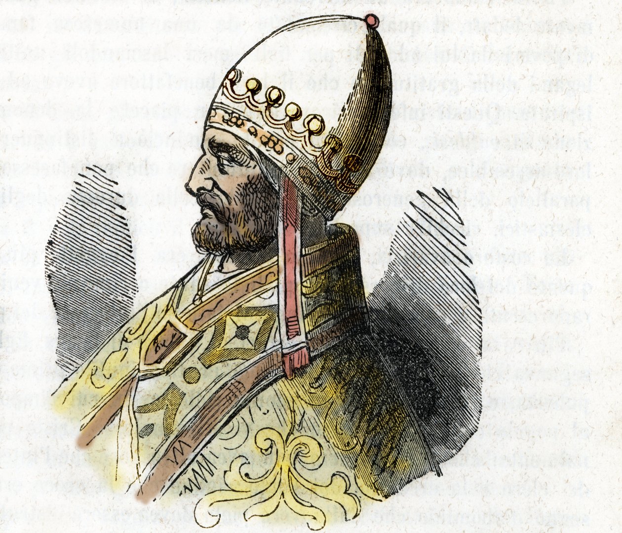 Papa IV. Adrien'in Portresi (Nicolas Breakspear (veya Breakspeare)) (1100-1159) (Adrian, adrianus veya adriano) Franco Mistrali'nin “Misteri del vaticano” adlı eserinden çizim by Franco Mistrali