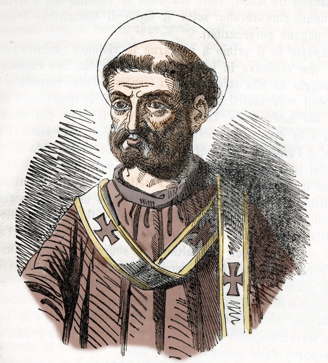 Papa Libere'nin Portresi (Liberius) (352-366) Franco Mistrali'nin "I misteri del vaticano" adlı eserinden gravür 1843 by Franco Mistrali