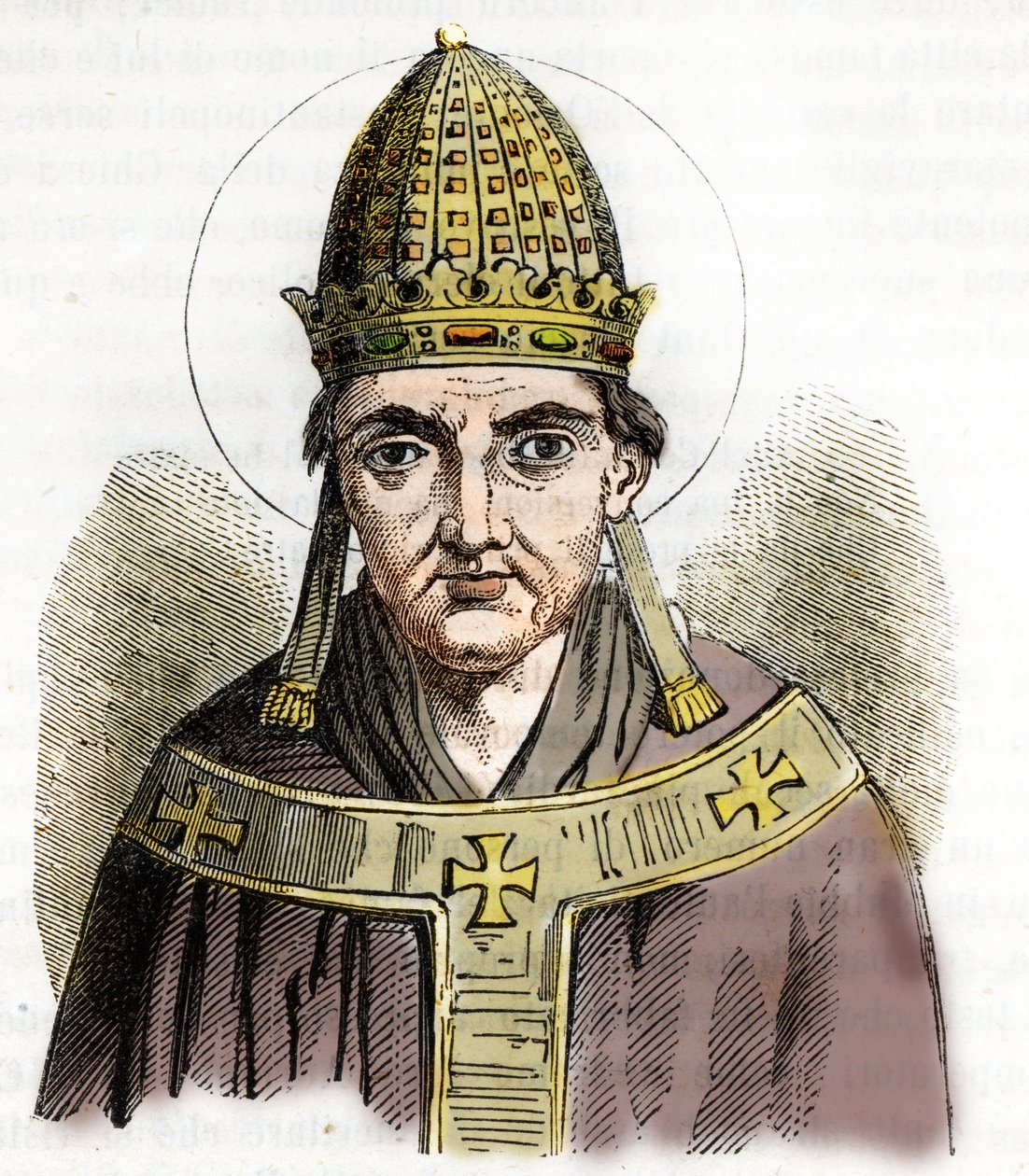 Papa I. Sylvestre'nin Portresi (Silvestre veya Sylvester veya Silvestro) (314-335) - Franco Mistrali'nin “Misteri del Vaticano” adlı eserinden çizim by Franco Mistrali