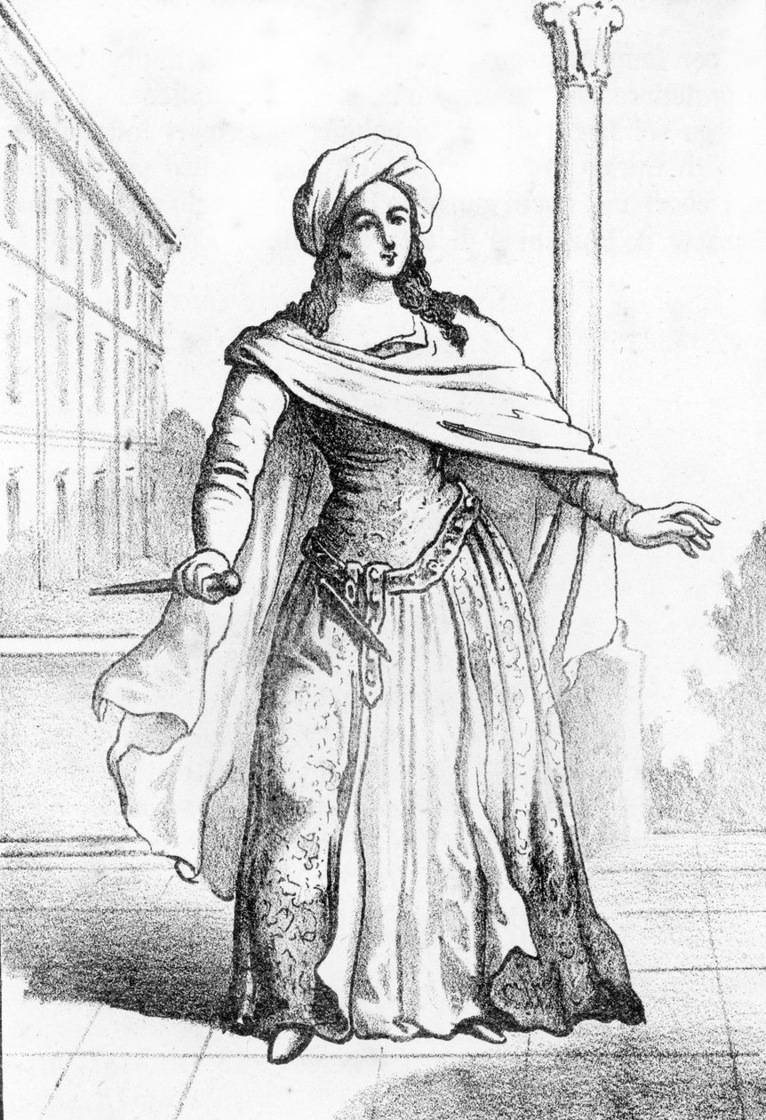 1598'de babası Francesco Cenci'yi öldürmekle suçlanan Romalı genç Beatrice Cenci'nin (1577-1599) portresi (1598'de babası Kont Francesco Cenci'yi öldüren genç Romalı soylu kadın Beatrice Cenci'nin portresi) “” I misteri del va'd by Franco Mistrali