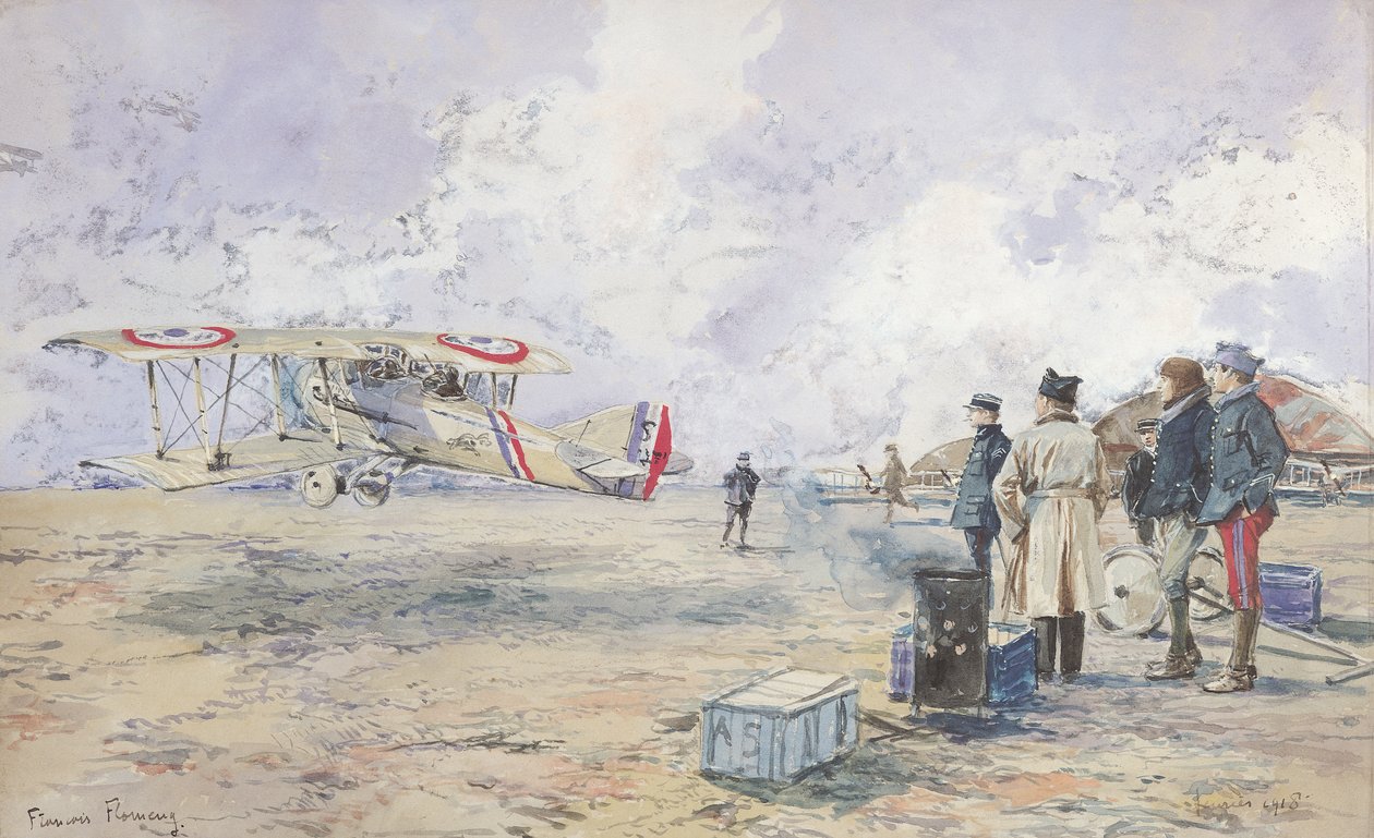 An Aeroplane Taking Off, 1913  by Francois Flameng