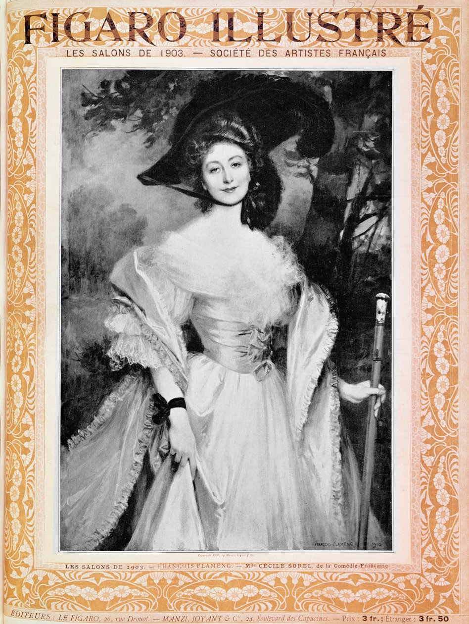 Cecile Sorel (1873-1966) Figaro Illustre dergisinin ön kapağı, Haziran 1903 by Francois Flameng