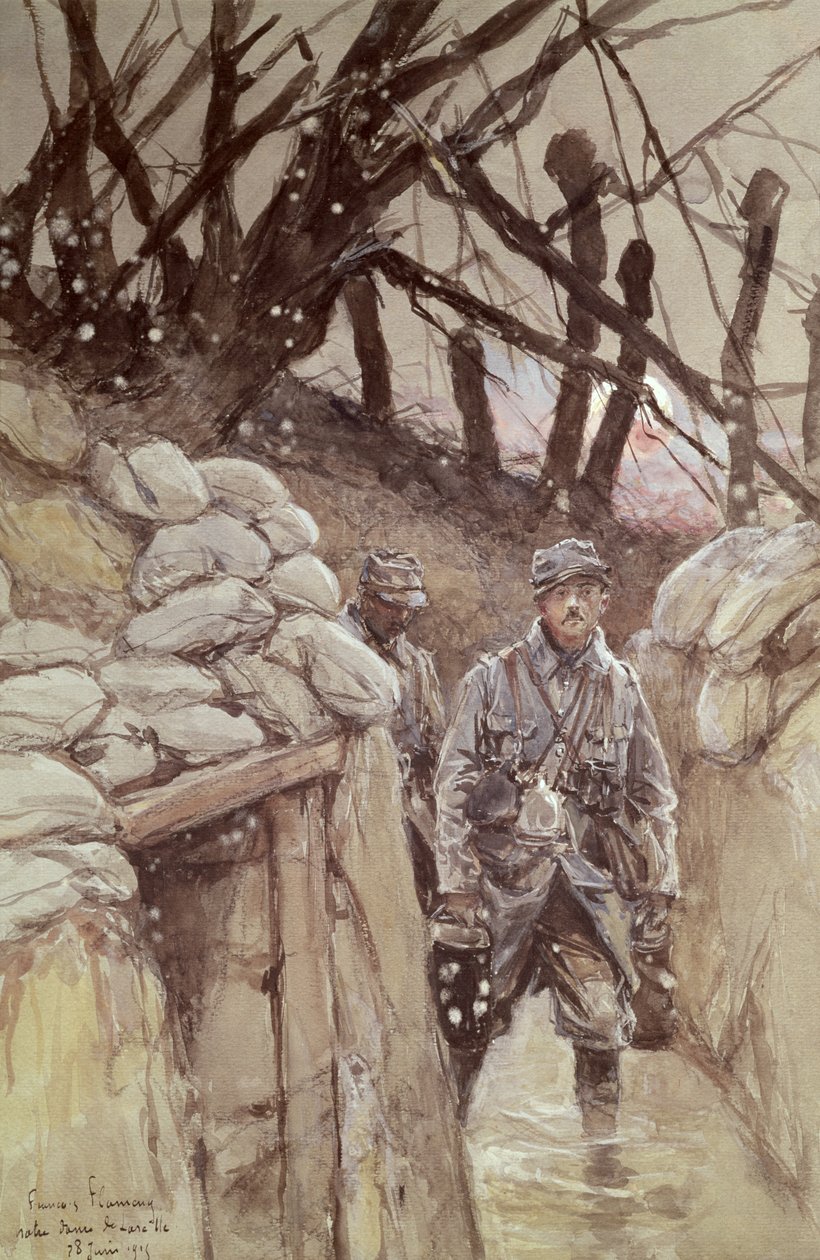 Siperdeki Piyadeler, Notre-Dame de Lorette, 1915 by Francois Flameng