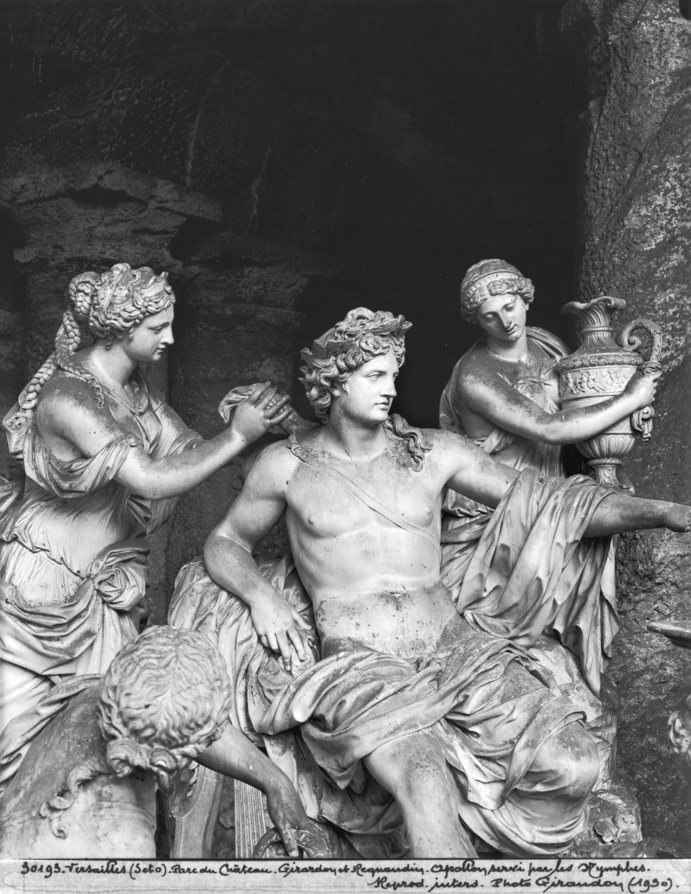 Apollon, Apollon Hamamlarının korusundaki periler tarafından bakıldı, Thomas Regnaudin (1622-1706) 1666-75 (detay) (bkz. 242847, 242848) (mermer) by Francois Girardon