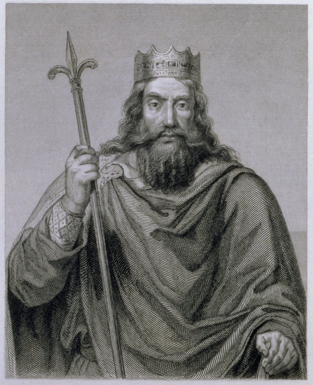 Clovis I (465-511) Frankların Merovenj hükümdarı, G. Lewy tarafından oyulmuş by Francois Louis Dejuinne