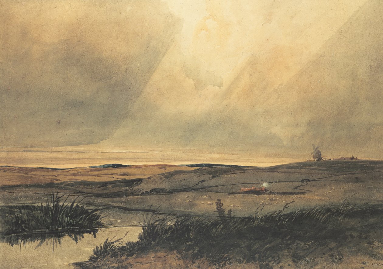 yel değirmeni ile bozkır by Francois Louis Thomas Francia