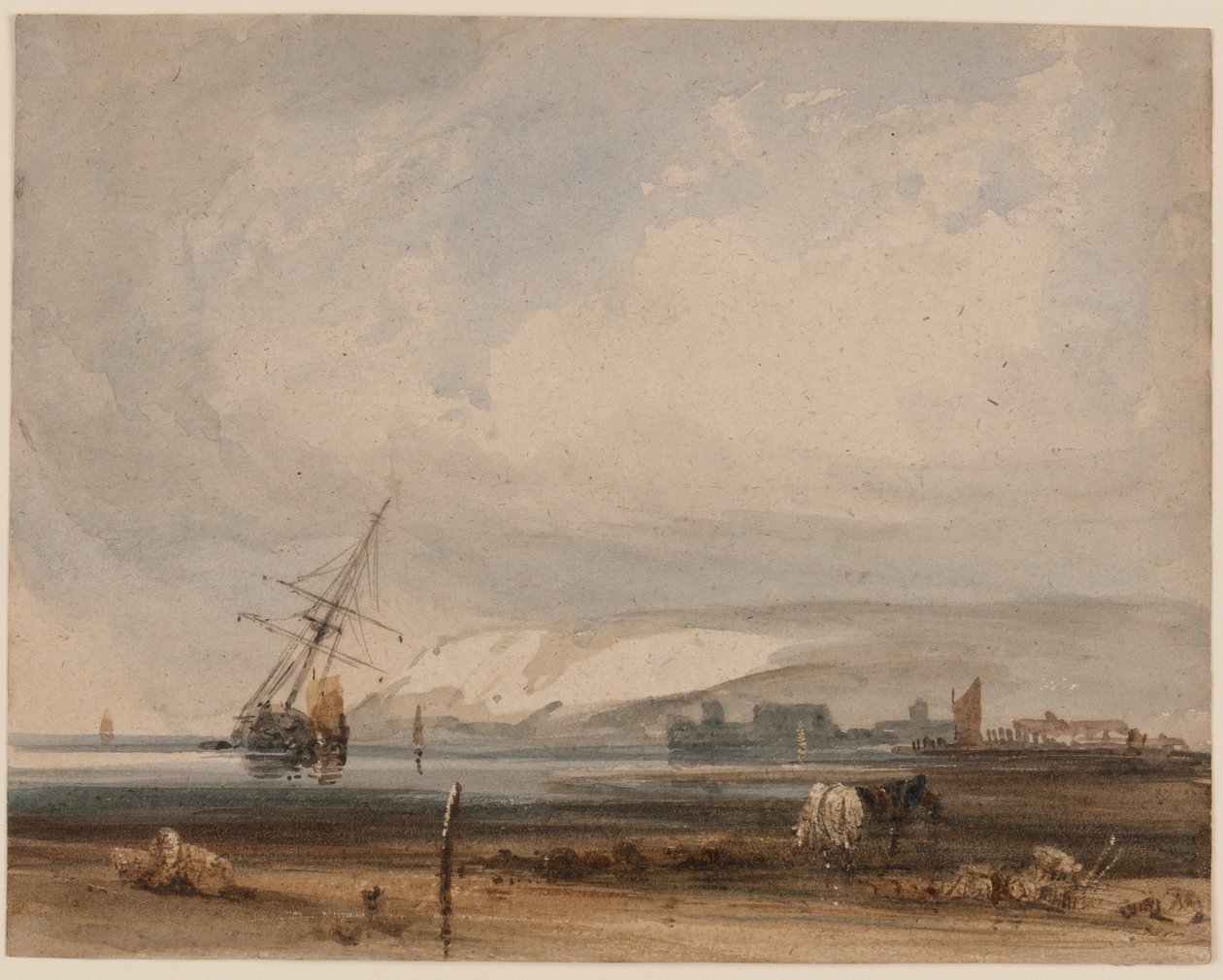 Sahil boyunca görünüm (kağıt üzerinde wc ve sakız Arapça) by Francois Louis Thomas circle of Francia