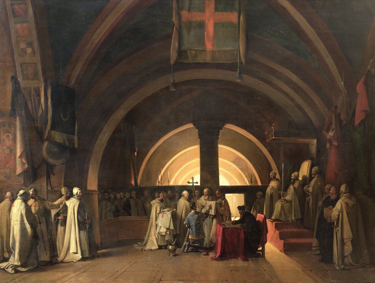 The Inauguration of Jacques de Molay into the Order of Knights Templar in 1295  by Francois Marius Granet
