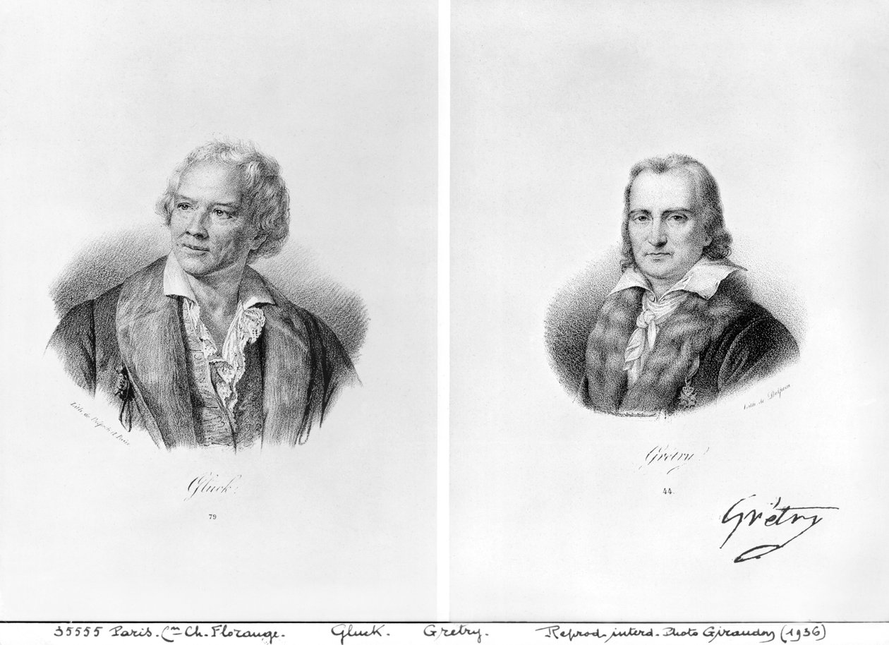 Christoph Willibald von Gluck (1714-87) ve Andre Ernest Modeste Gretry (1741-1813) by Francois Seraphin Delpech