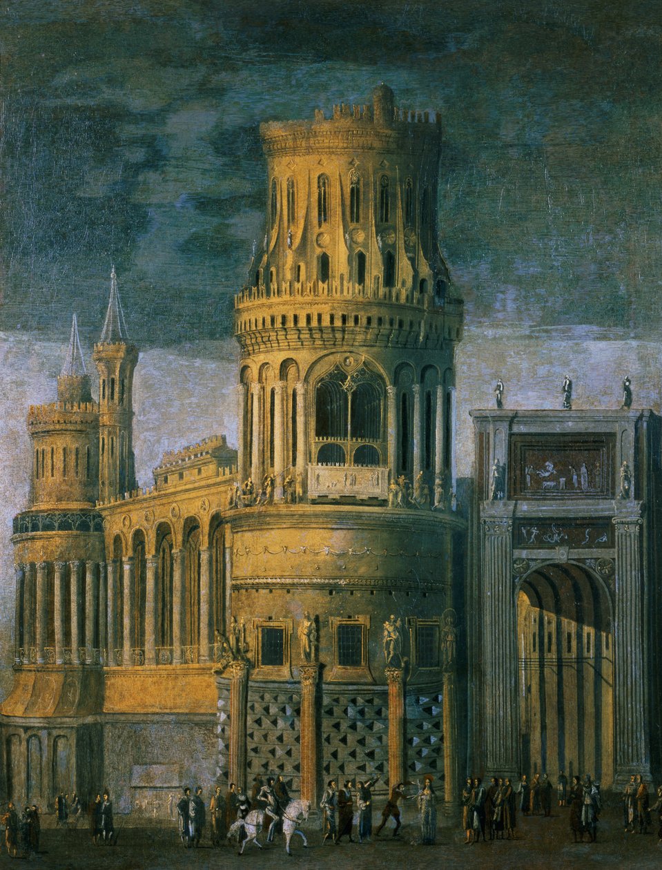 Bir kadın azizin şehadetini betimleyen mimari fantezi by Francois de Nome