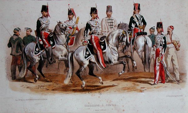 İkinci İmparatorluk zamanında Fransız Süvarileri (renkli taş) by Francois Hippolyte (after) Lalaisse