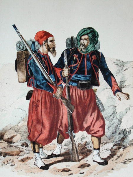 Zouaves, c.1860 (renkli taş) by Francois Hippolyte Lalaisse