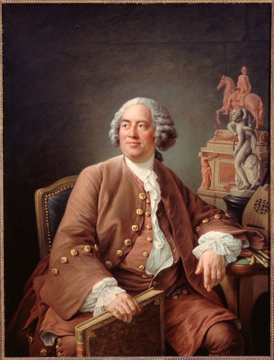 Heykeltıraş Edme Bouchardon'un portresi (1698-1762), c. 1758 (tuval üzerine yağlıboya) by Francois Hubert Drouais