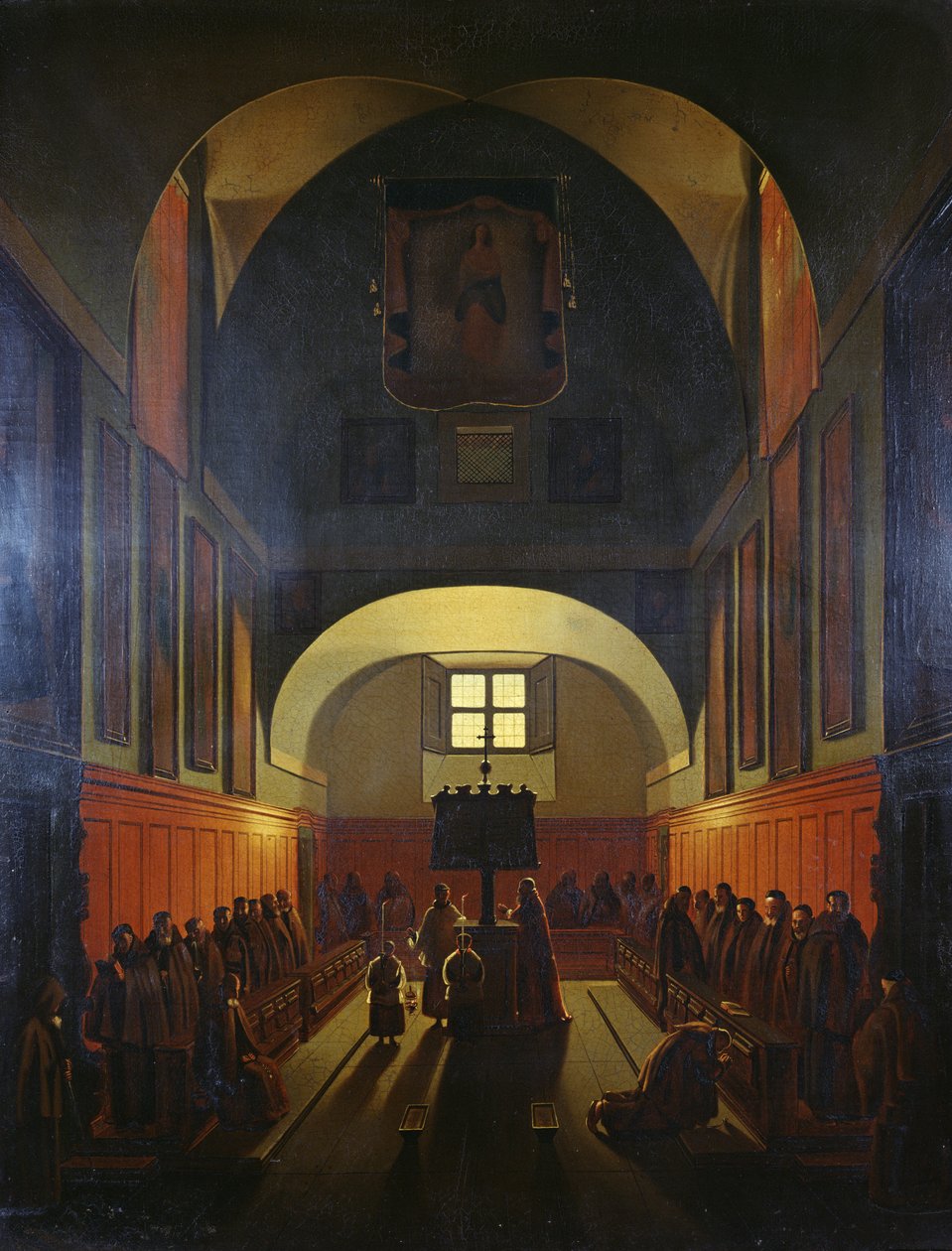 Capuchin Friars Korosu, Roma (tuval üzerine yağlı boya) by Francois Marius Granet