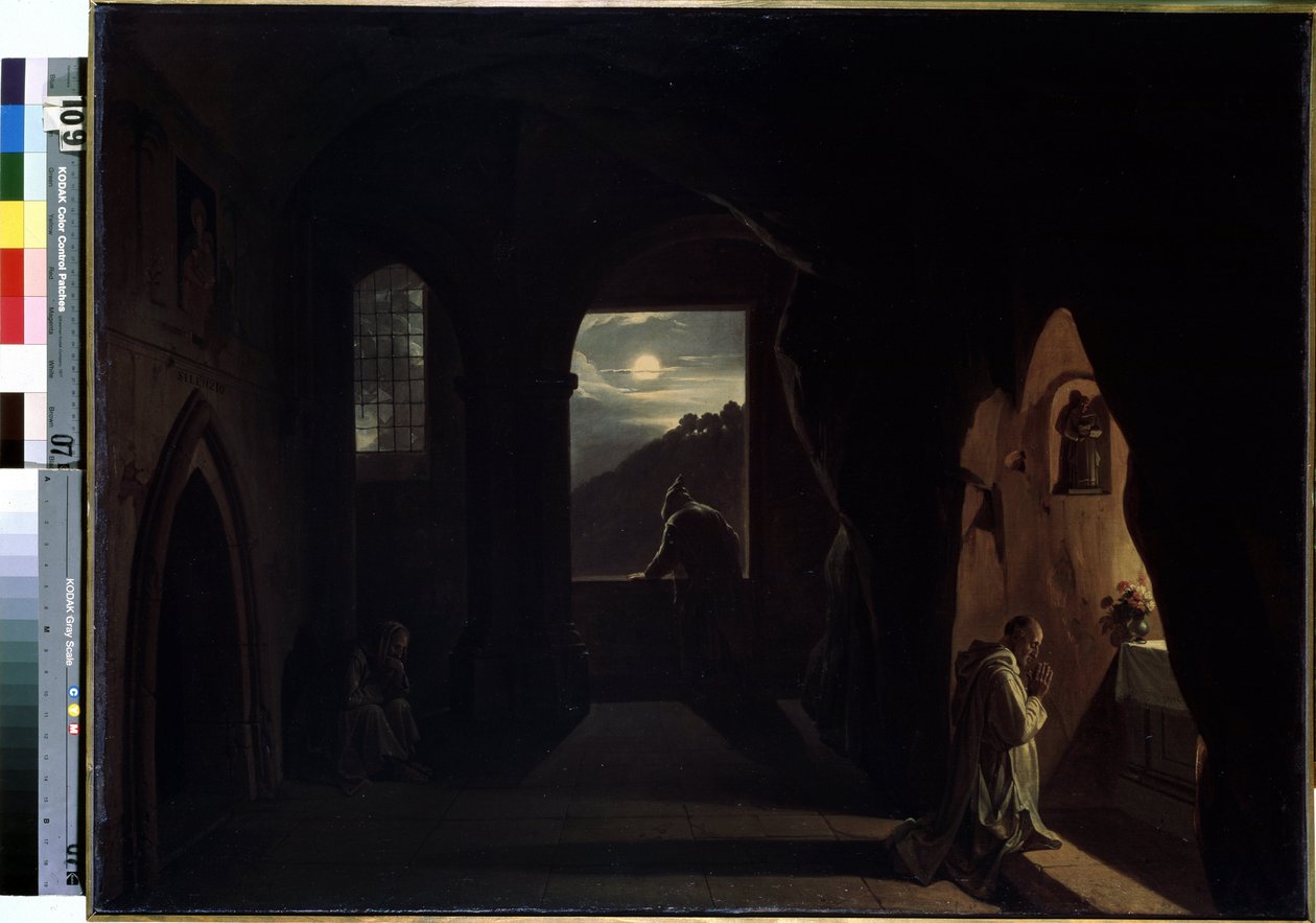 "Mağaradaki Rahipler" (Mağaradaki Rahipler) Tablosu Francois Marius Granet (1775-1849) 19. Yüzyılın Başı Dim. 74.5x100 cm Hermitage Müzesi, Sankt Petersburg by Francois Marius Granet