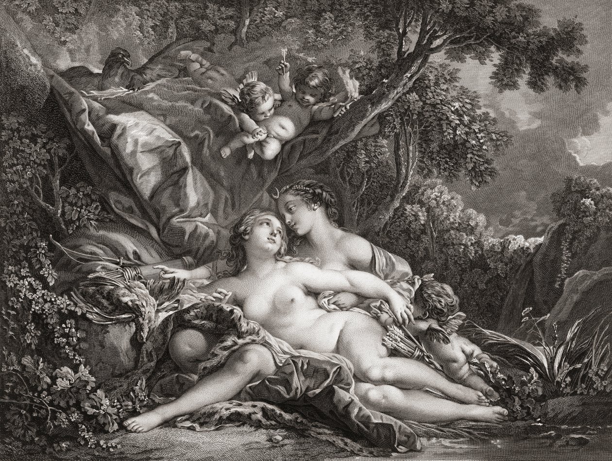 Jüpiter ve Callisto. (Yazdır) by Francois (after) Boucher